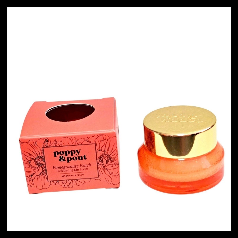 Poppy & Pout Pomegranate Peach Exfoliating Lip Scrub Natural Ingredients